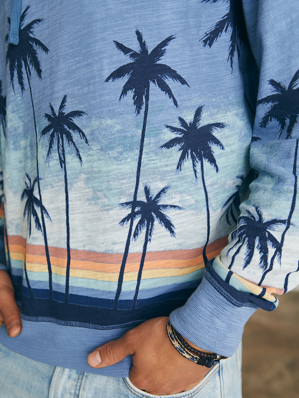 Mens - Sunwashed Slub Hoodie | Palm Rainbow Ombre