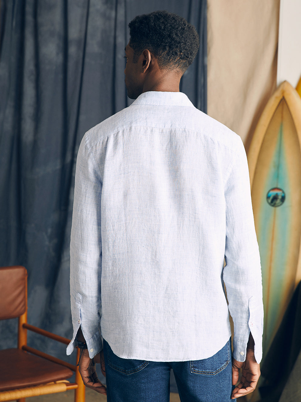 Mens - Linen Laguna Shirt | Light Blue Melange