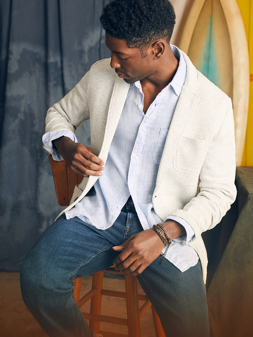 Mens - Linen Laguna Shirt | Light Blue Melange