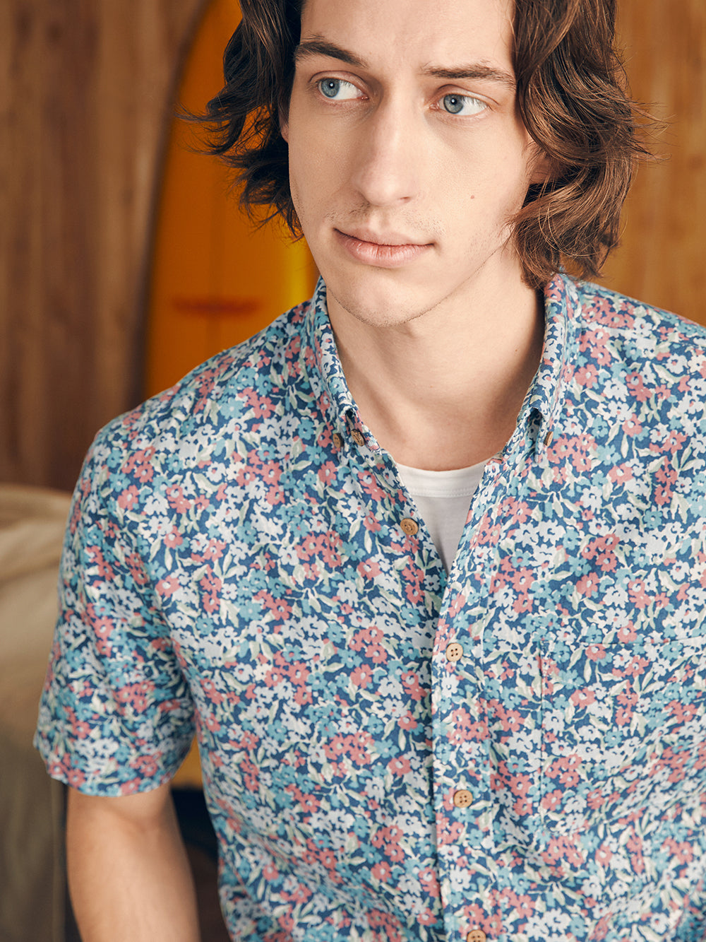 Mens - Short Sleeve Breeze Shirt | Seafoam Beach Blossom