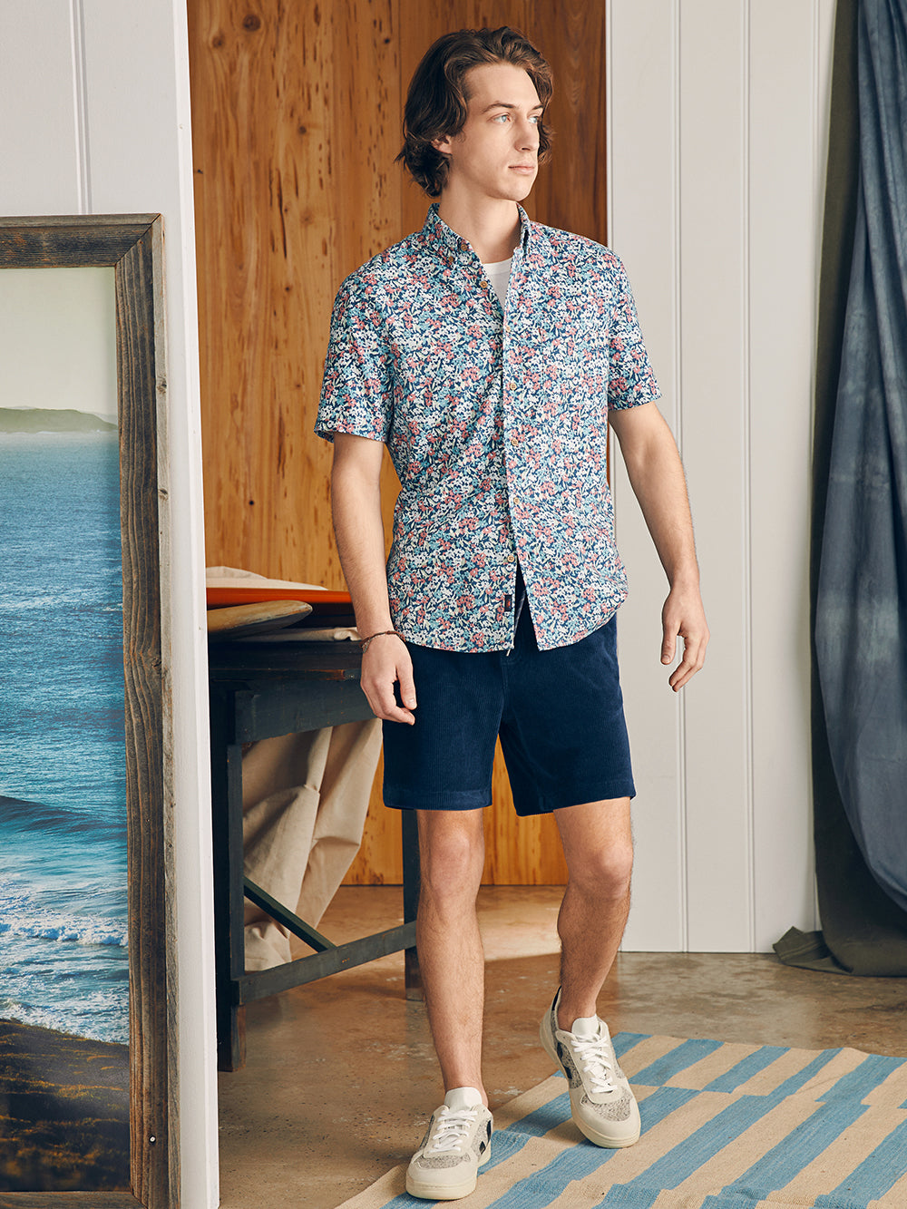 Mens - Short Sleeve Breeze Shirt | Seafoam Beach Blossom