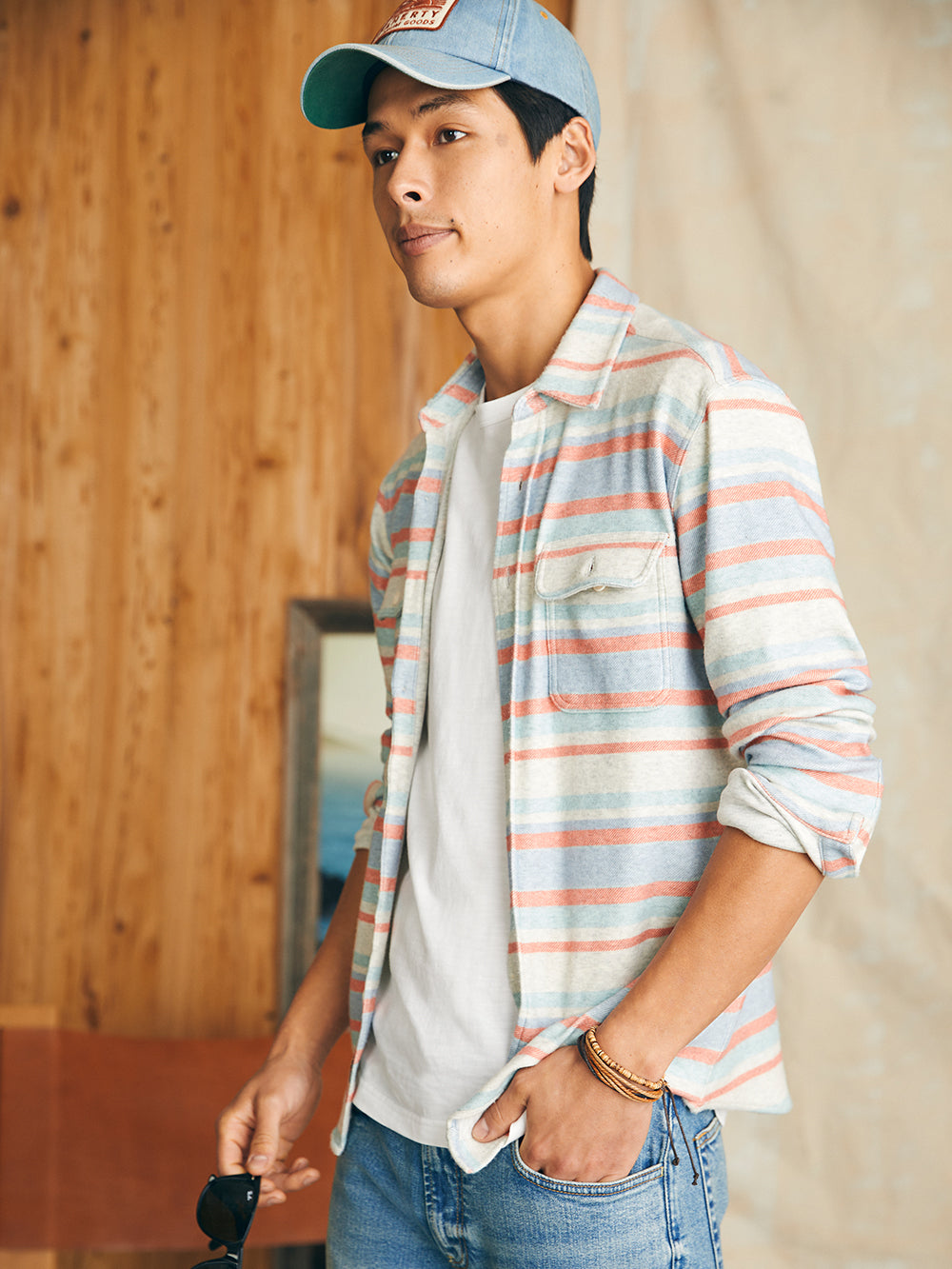 Mens - Legend  Sweater Shirt  | Coral Reef Stripe