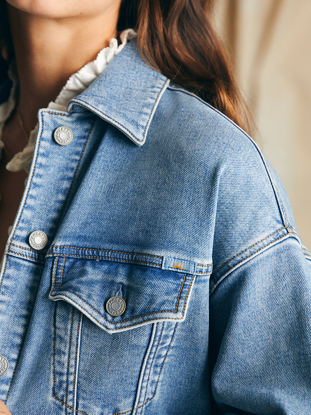 Womens - Stretch Terry Trucker Jacket | Mid Wash