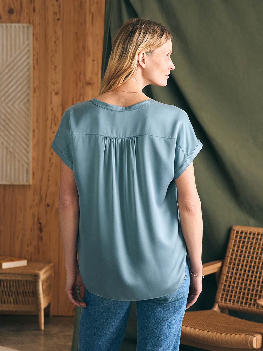 Womens - Sandwashed Silk Desmond Top | Lead