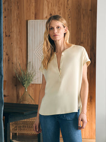 Womens - Sandwashed Silk Desmond Top | Pearled Ivory