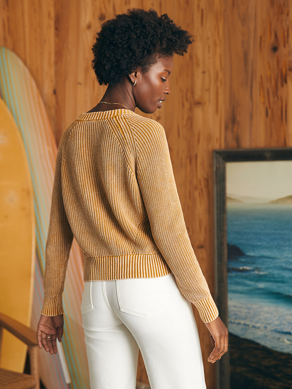 Womens - Sunwashed Fisherman Cardigan | Golden Brown