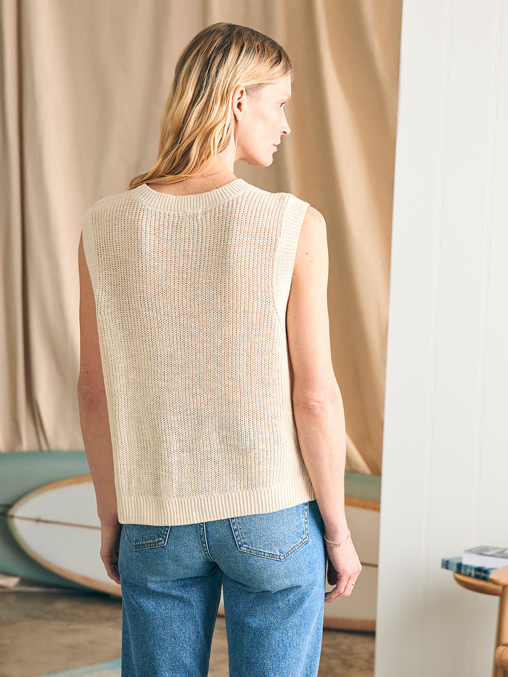 Womens - Miramar Linen Muscle Tank | Summer Sand