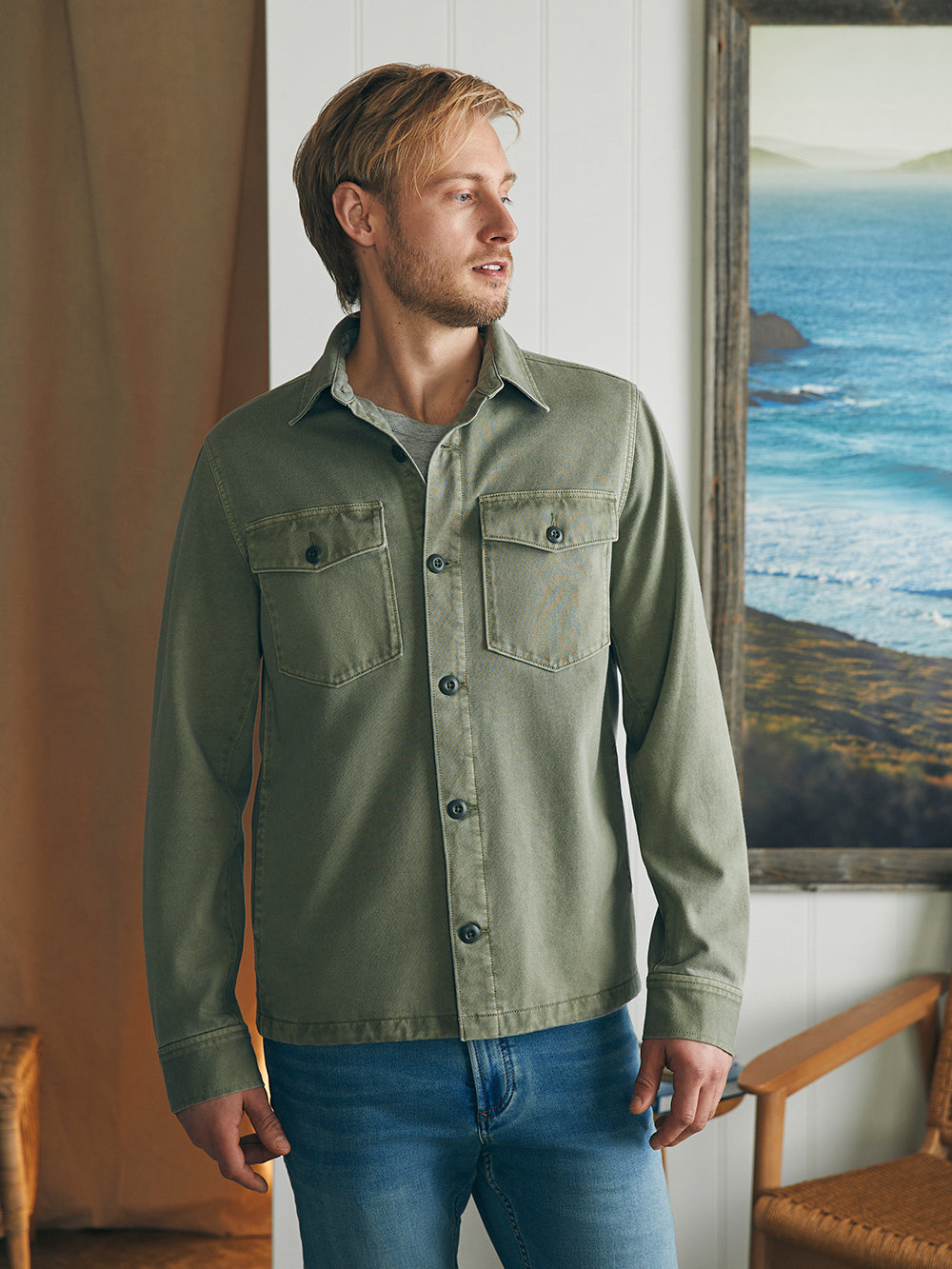 Mens - Jersey Shirt Jacket | Surplus Olive