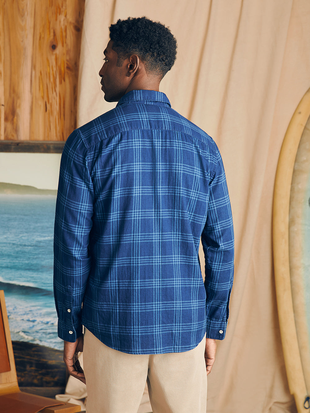 Mens - Sunwashed Chambray Shirt | Navy Night Windowpane