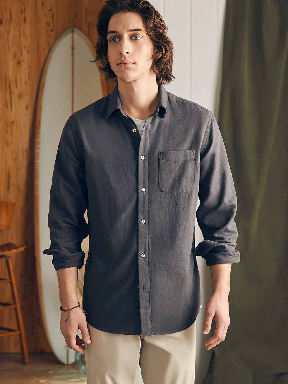 Mens - Sunwashed Chambray Shirt | Washed Charcoal