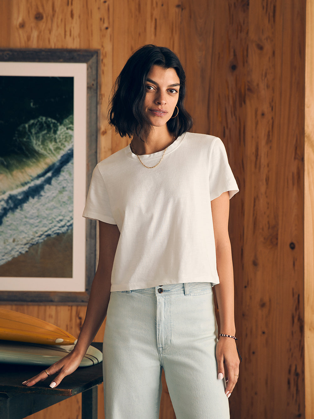 Womens - Sunwashed Cropped Crew Tee | White