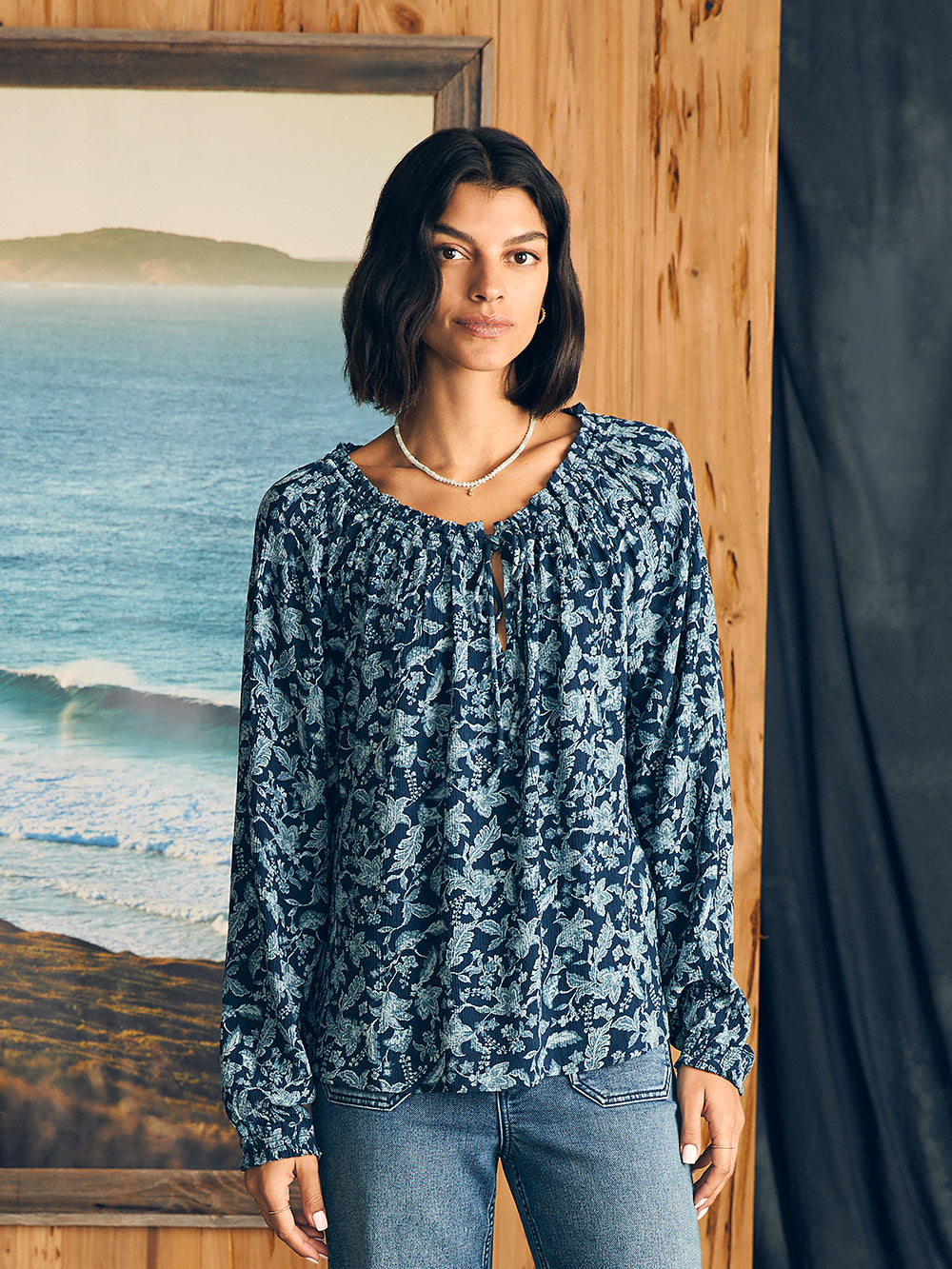 Womens - Emery Blouse | Blue Esna Floral