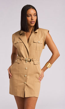 Biel Gabardine Dress | Taupe