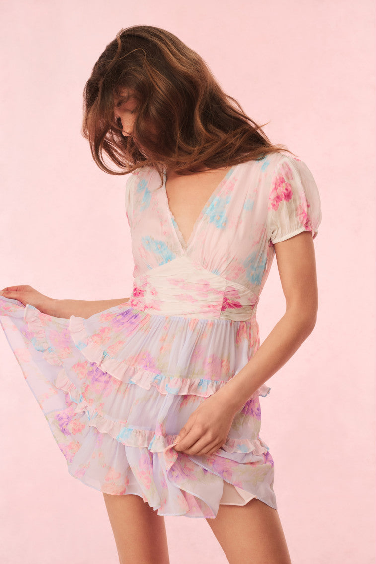 Spirea Floral Chiffon Mini Dress | Sunset Shore