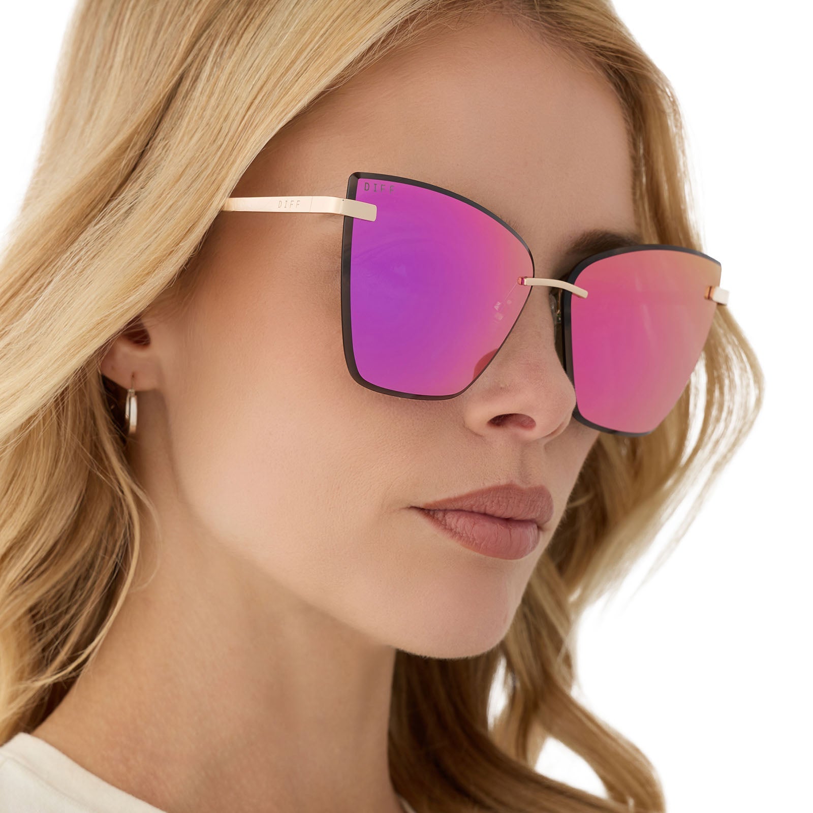 Womens | Becky V Sunglasses | Gold | Pink Rush Lenses