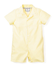 Baby's Twill Summer Romper | Yellow Gingham