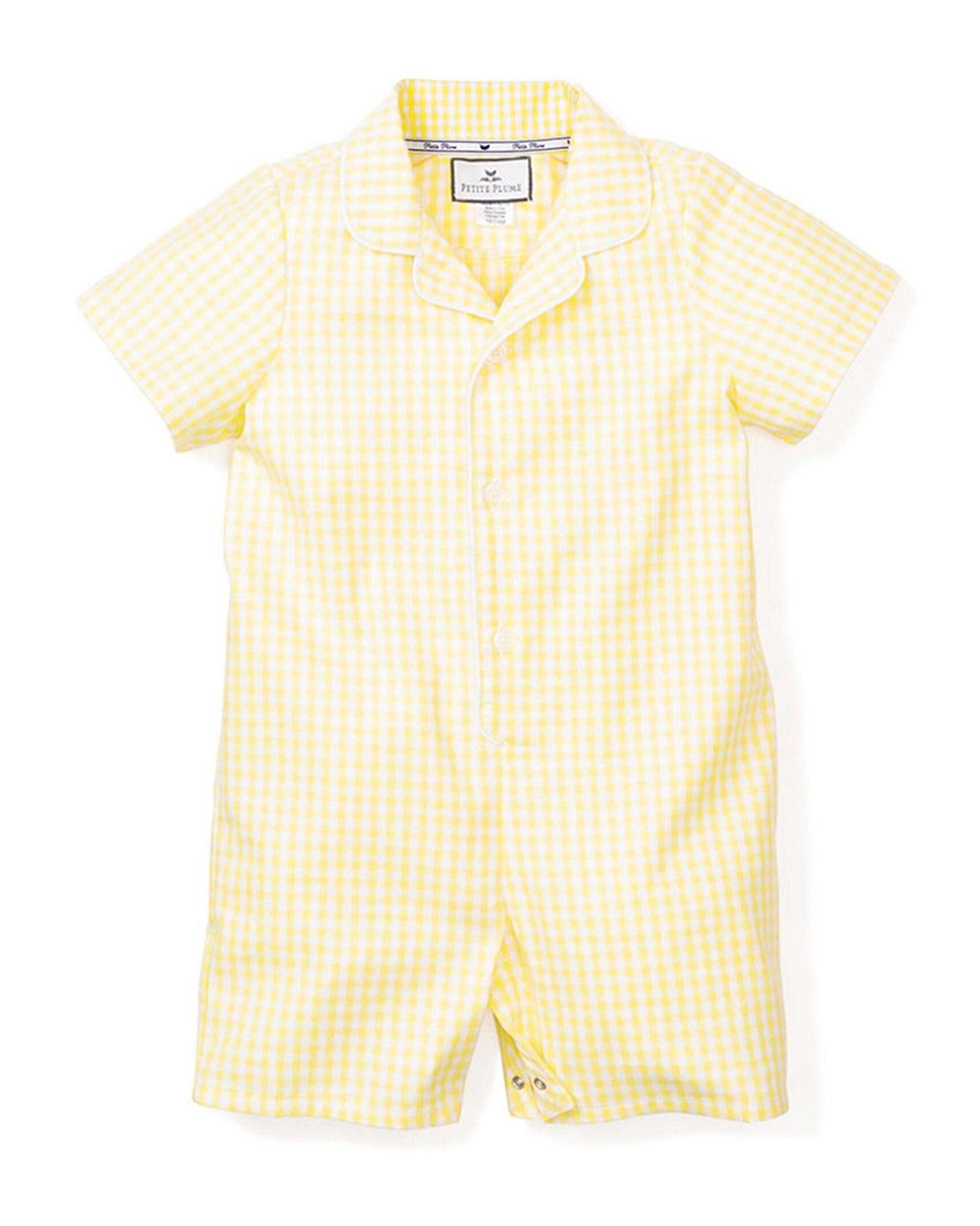 Baby's Twill Summer Romper | Yellow Gingham