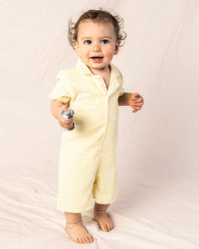 Baby's Twill Summer Romper | Yellow Gingham