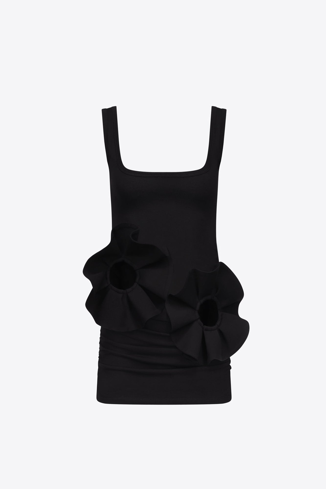 Ruffle Flower Tank Dress | Black