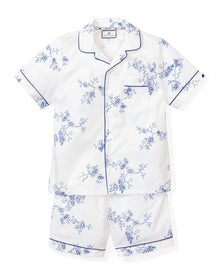 Kid's Twill Pajama Short Set in Indigo Floral in Indigo Floral#Color_Indigo Floral