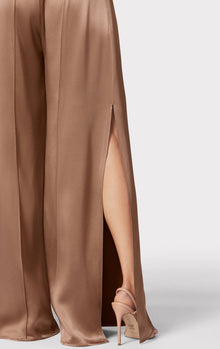 Icon High Waist Silk Wide Leg Pants | Toffee