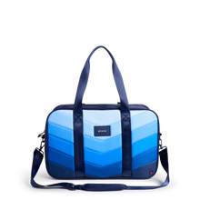 STATE Bags Rockaway Duffle Nylon Puffer Blue Chevron Front View Click to Zoom