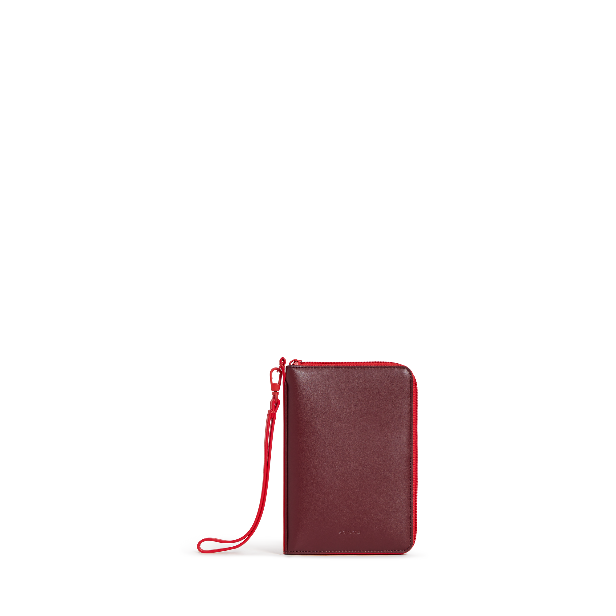 STATE Bags Passport Holder Vegea Leather Burgundy Front View Click to Zoom