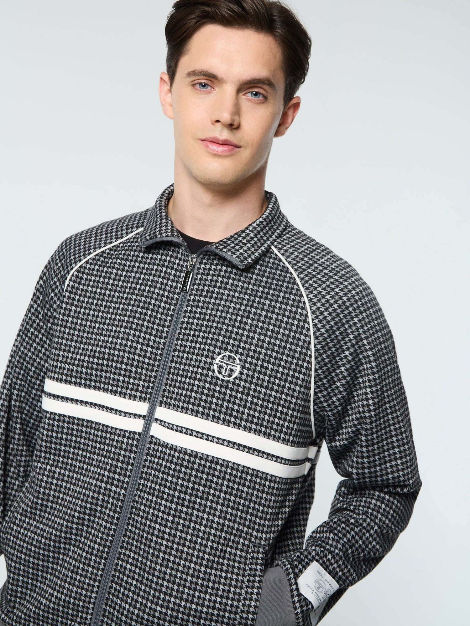 Men | Dallas Houndstooth Track Jacket | Black Beauty