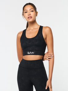 Women | Viano Printed Sports Bra | Black Beauty