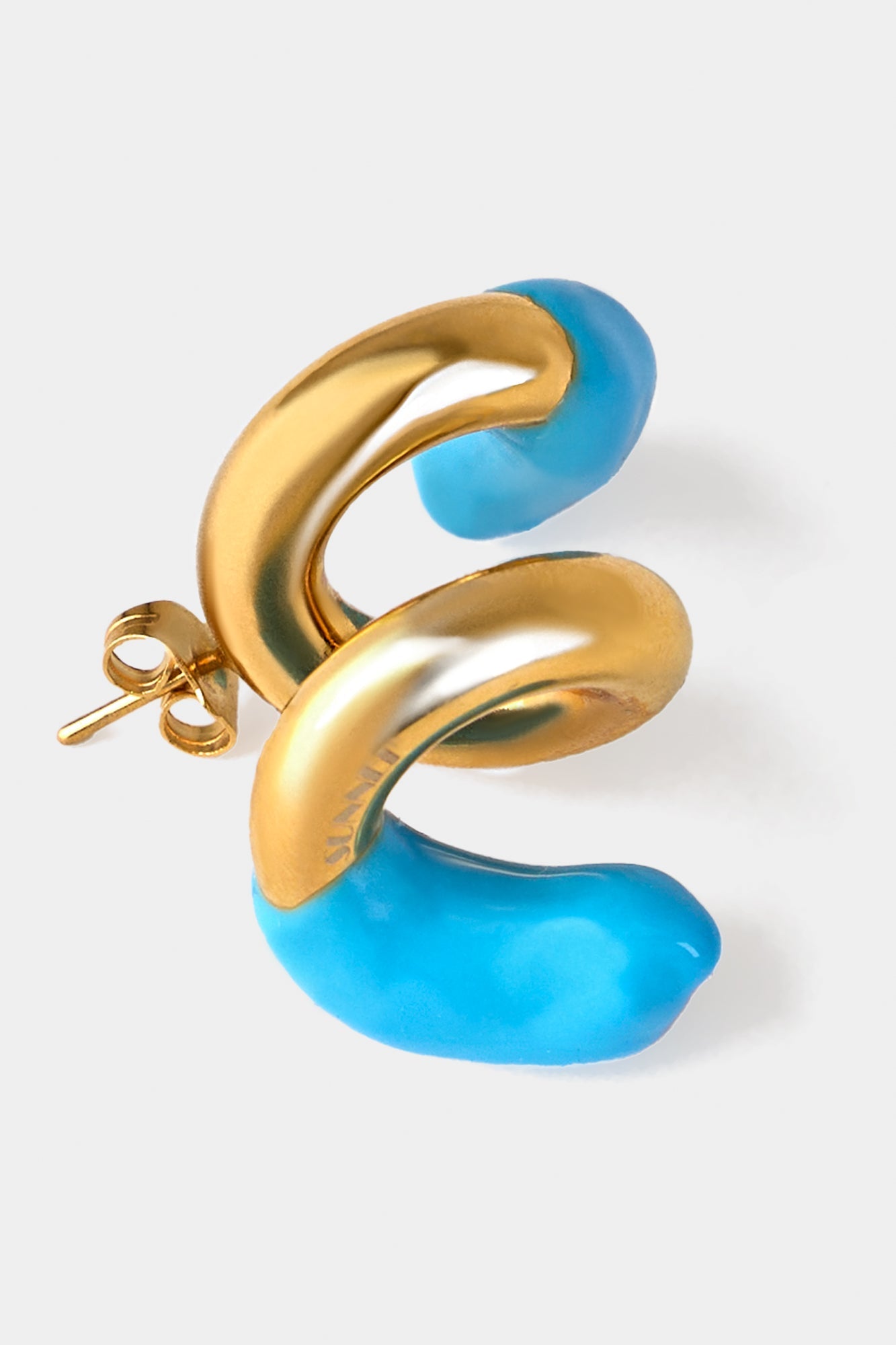 Fusillo Rubberized Gold Earrings | Unisex | Sky Blue