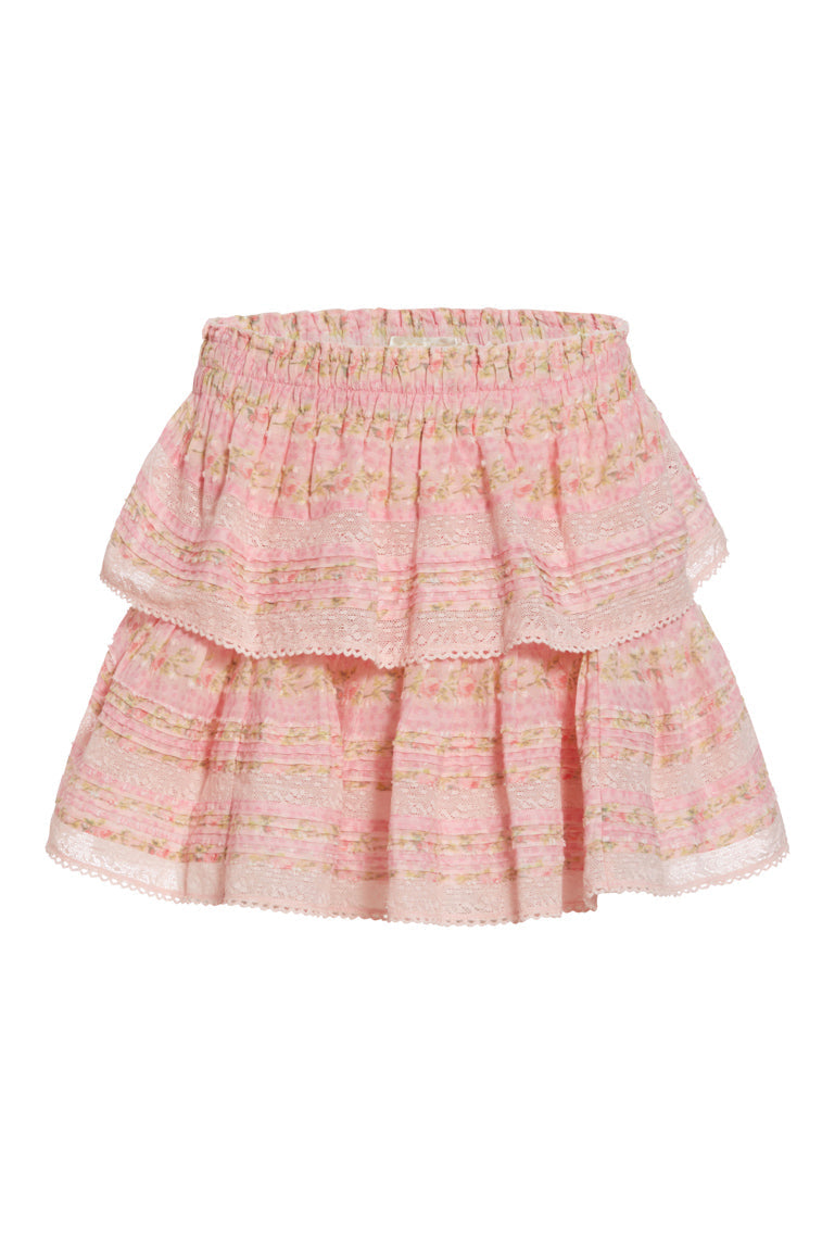 Womens | Ruffle Mini Signature Fragrance Print Skirt | Strawberry Macaroon