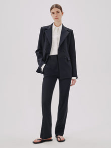 Another Tomorrow Double Breasted Structured Jacket in Black – Wool Women's Jacket
