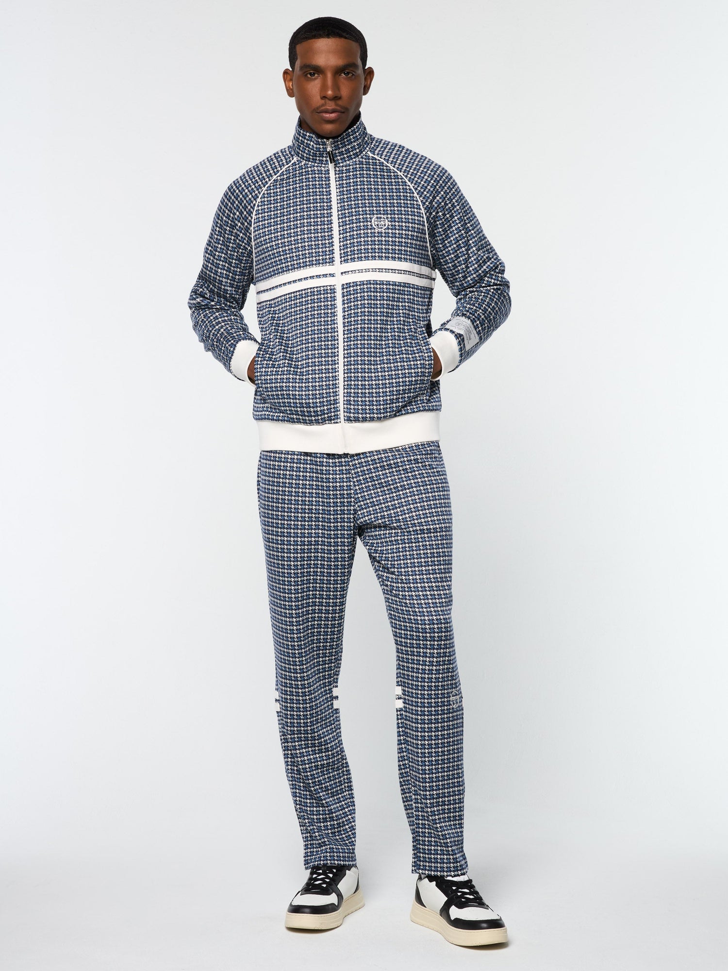 Men | Dallas Houndstooth Track Jacket | Maritime Blue