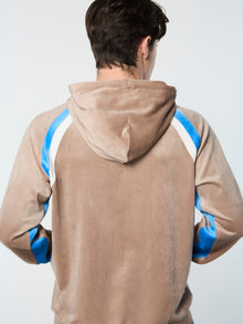 Men | Lazaro Velour Hoodie | Taupe Grey