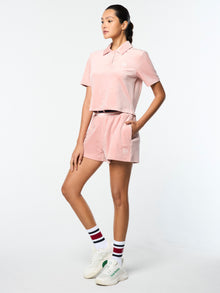 Women | Adele Velour Polo | Pale Mauve
