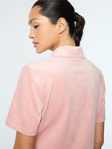 Women | Adele Velour Polo | Pale Mauve