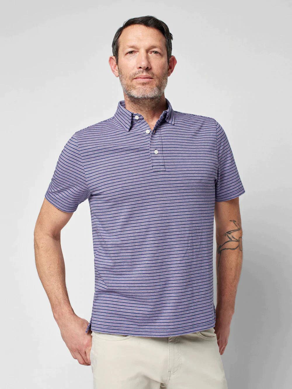 Movement Short Sleeve Polo - Dusk Sea Stripe