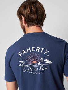 Mens - Graphic Sun and Sea Tee | Blue Nights