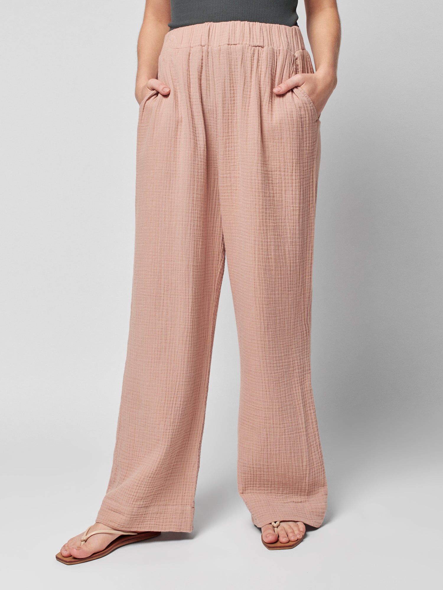 Womens - Dream Cotton Gauze Wide Leg Pant | Nougat