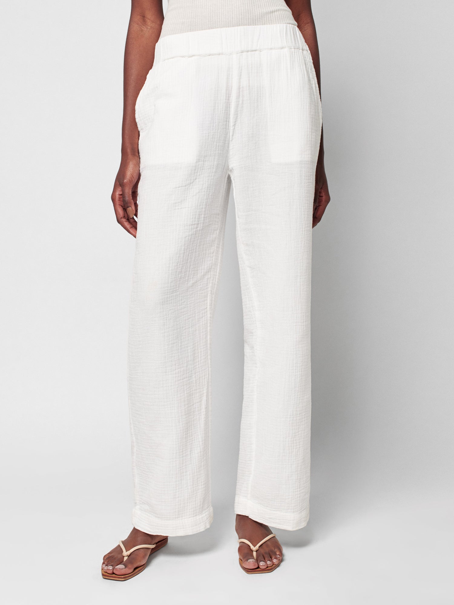 Womens - Dream Cotton Gauze Wide Leg Pant | White