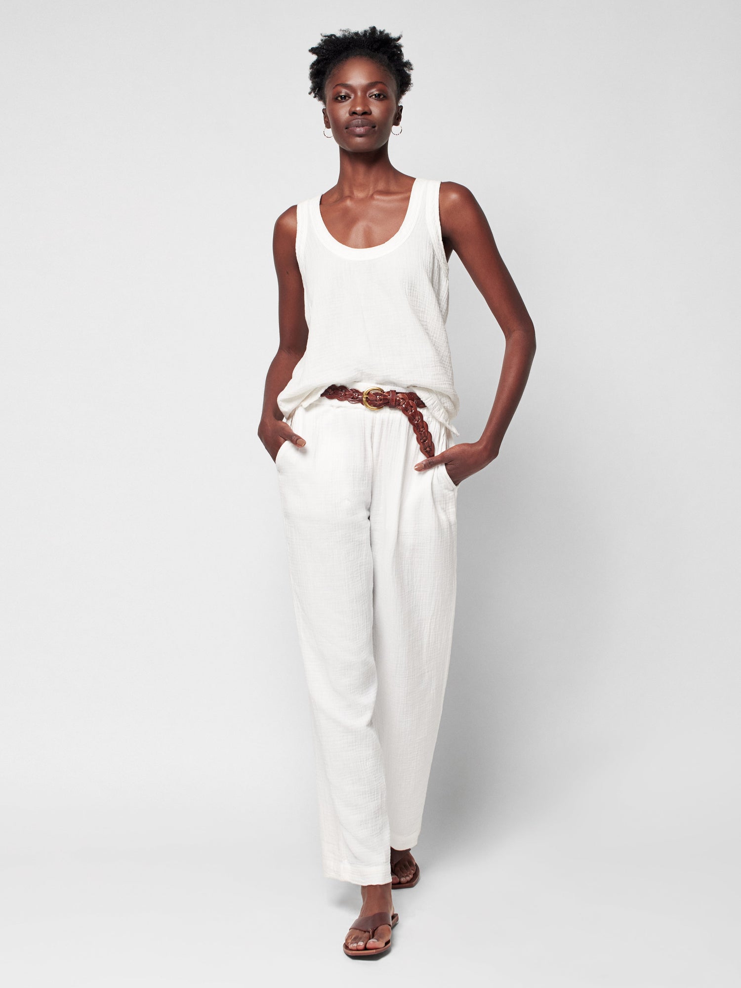 Womens - Dream Cotton Gauze Wide Leg Pant | White