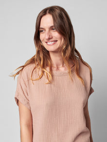 Womens - Dream Cotton Gauze Tee | Nougat