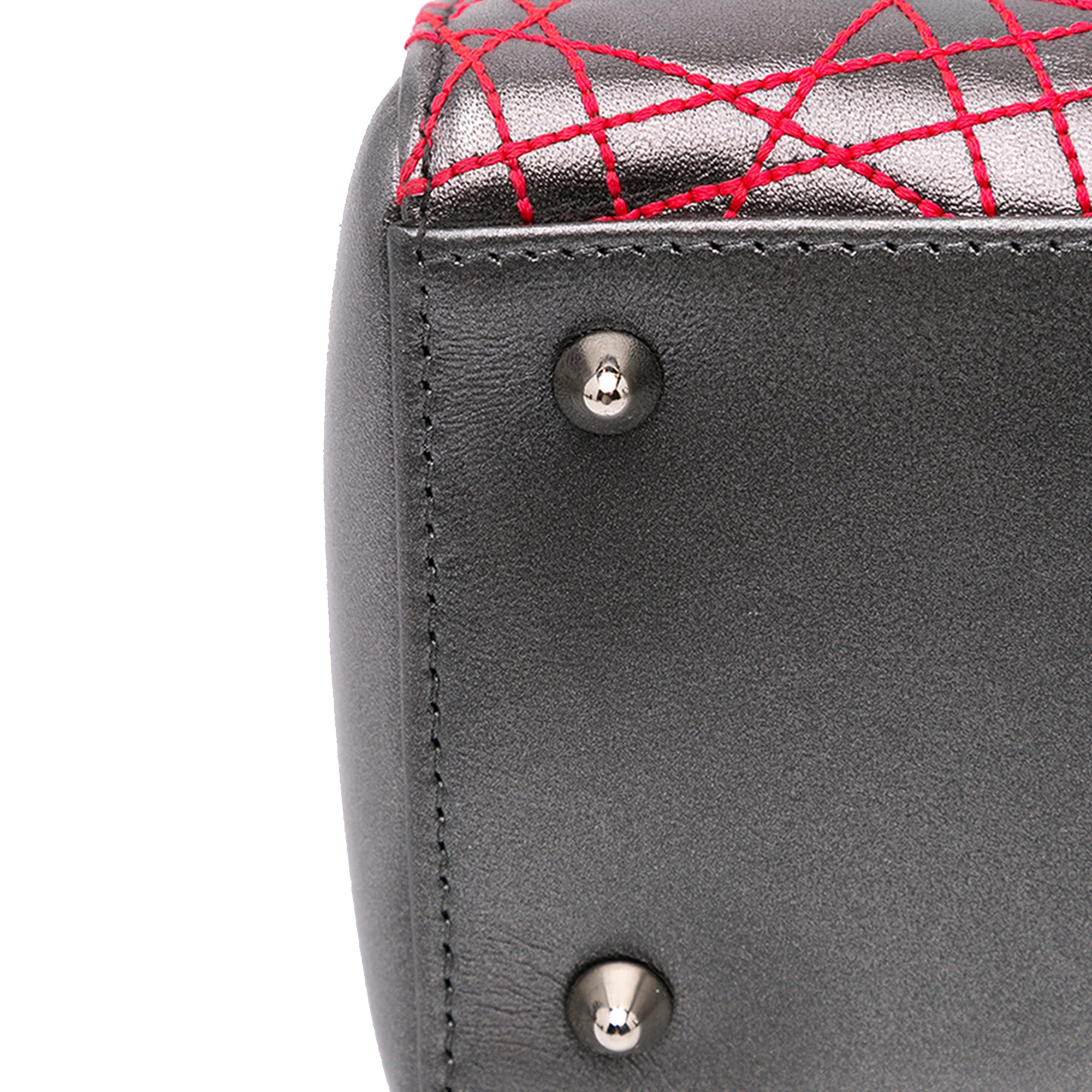 Dior | Pre-Owned Anselm Reyle Medium Metallic Lambskin Cannage Lady - I | Gray/Dark Gray