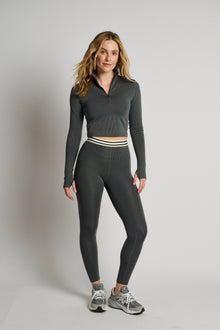 Splits59 | Stevie Active Rib Half Zip | Heather Grey