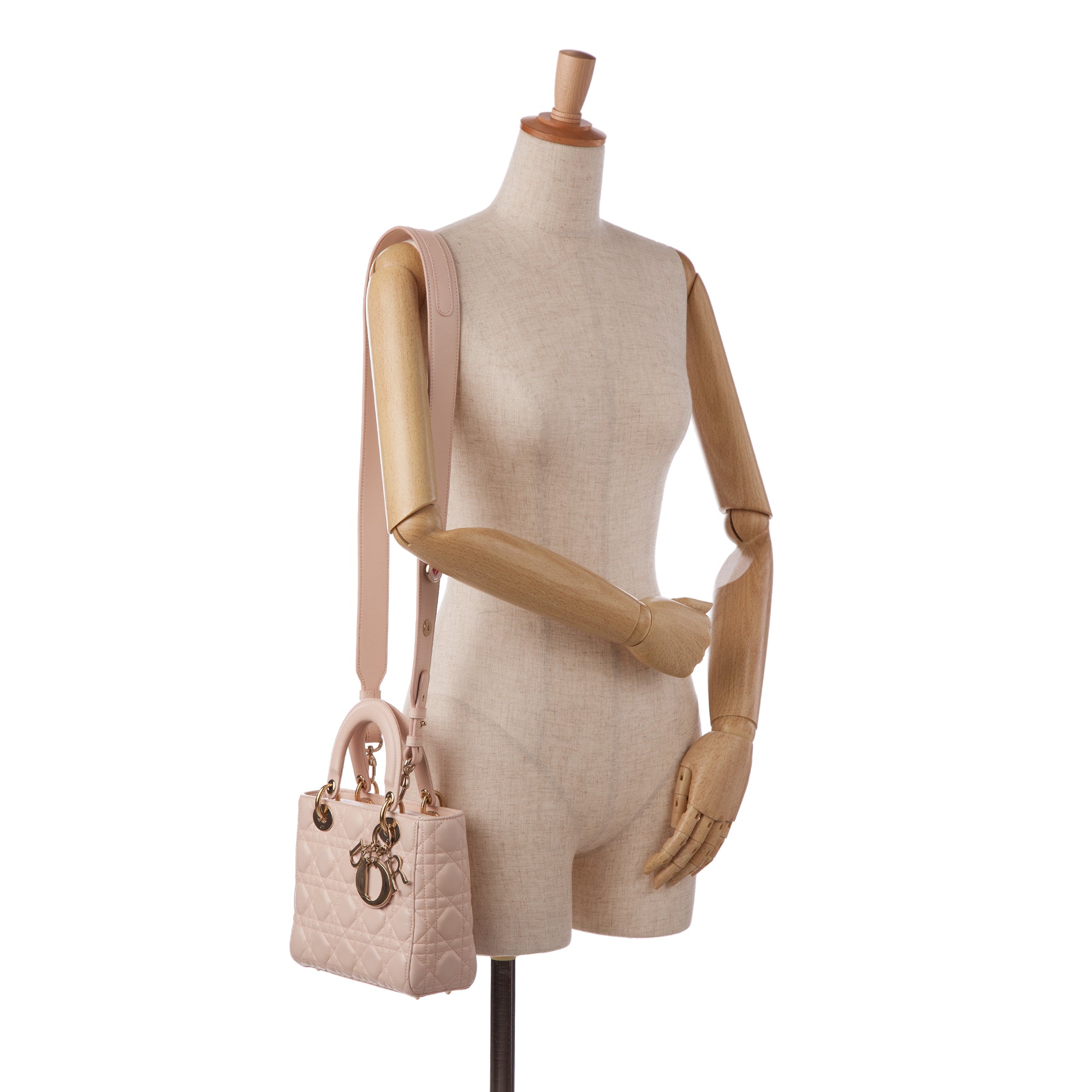 Dior | Pre-Owned Small Lambskin Cannage My ABCLady | Pink/Light Pink