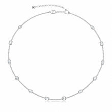 Womens | Station Necklace | 14K White Gold | 3 CTW Round Cut Natural Diamond | G-SI1