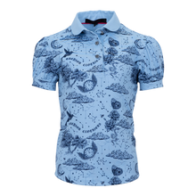 Girl | Moon Diamond Scarlett Puff Sleeve Polo | Wolf Blue