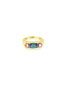 Sapphire and Blue Topaz Silver Ring | Yellow Gold Over Silver