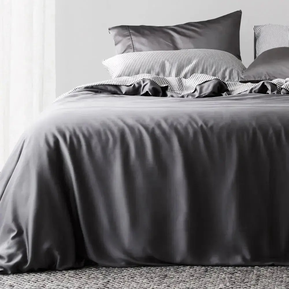 Slate | Sateen + Duvet Cover Made with 100% Organic Bamboo #Color_slate