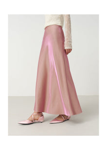 Satin A-Line Skirt | Pink